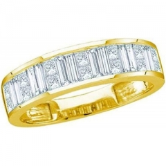 1.00 克拉 (ctw) 14K 黃金公主和長方形白鑽石隐形結婚戒指 1 CT（6 号）