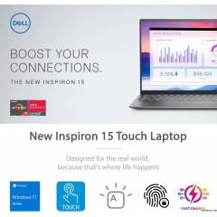 戴尔 Inspiron 15 笔记本电脑,15.6 FHD LED 背光触摸屏,AMD Ryzen 7 5700U,16GB DDR4 RAM,1TB PCIe SSD,HDMI,网络摄像头,背光键盘,WiFi,蓝牙,FP 阅读器,Win1